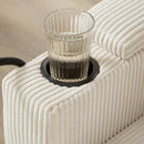 Convertible Chaise Lounge Sofa Chair Sofa Bed with USB Ports, Cup Holders, Phone Holder, and Storage, Beige Corduroy, 37.4'