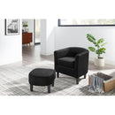 Modern Accent Chair,Upholstered Arm Chair Linen Corduroy Single Sofa Chair with Ottoman Foot Rest Comfy Armchair for Living Room Bedroom and Office,Black