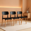 Wooden Dining Chairs Set of 4 Black Ergonomic Backrest
