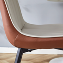 Extended Seat Cushion PU Dining Chair Set - Four Pieces.Smooth line design,Integral metal leg structure,Can integrate well into various modern home decoration styles.Gray and Brown Splicing Colors.