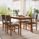 5PCs Rectangle Wooden Dining Table Set, Mid-Century Modern Kitchen Table and 4 Upholstered Chairs for Home, Saving Space