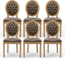 Brown PU Leather Upholstered Dining Chairs Set Of 6