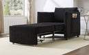 Upholstered Convertible Sleeper Sofa with 5-Position Backrest, Side Pockets, Storage, Black Chenille, 31.5'