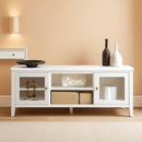 55 Inch TV Stand White With Storage Shelves And Cubbies
