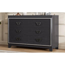 Elegant Dresser with Metal Handle and Sparkling Shiny Decoration, Storage Cabinet with 6 Drawers for Bedroom, Living Room, Black