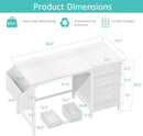 47 Inch White Computer Desk With Fabric File Drawers