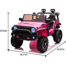 24V Two-Seater Kids Ride On Truck Car W/Parents Control,200wx2,Seat width 20.28in,Four-wheel Suspension,LED Lights,Music,MP3,Bluetooth,Two independent seat belts,Suitable for off-road For Kids Aged 3+