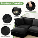 Slipcovered Sofa 2 Seater Sofa    With 2 Ottomans, 2 Seater Sleeper Sofa Bed Home Theater Oversized Sofa For Living Room, Chenille, Black