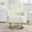 Accent Rocking Chair with Pillow, Ultimate Comfort for Your Home, Teddy Velvet, Cream White
