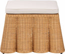 Honey Bohemian Scallop Rattan Ottoman Plush Cushion
