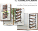 5 Tier Folding Bookshelf No Assembly Rustic Brown Storage