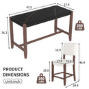 5-Piece Counter Height Dining Set, Faux Marble Bar Table with 4 Upholstered Chairs, Mid-Century Style for Kitchen or Small Spaces