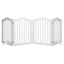 27.6' Height Tall Freestanding Pet Gate, 4 Panels Foldable Dog Gate, Solid Wood Folding Safety Fence Wooden Dog Gate with 2 pcs Support Feet Ideal for Stairs, Doorways, Halls, Kitchens, Heavy Duty Gat