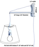 MAST Plug-In Wall Mount Pendant, 1 Light White Cord/Arm, Island Paradise Blue Shade 18x18x10