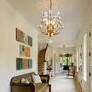 Gold Three Light Crystal Chandelier Ceiling Fixture With Adjustable Chain