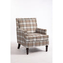 Upholstered Accent Chair, Vintage Armchair with Blue and White Striped Linen Fabric and Nailhead Trim for Living Room