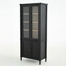 Vintage Display Cabinet with Double Glass Doors, Traditional Style for Collectibles - Black, Ash Wood Veneer, 73.25'' Tall