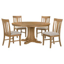 Hartville 5-piece Round Dining Table Set Natural Light Brown