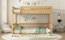 Queen over Queen Bunk Bed with Ladder and Guardrails, Natural