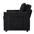 Upholstered Convertible Sleeper Sofa with 5-Position Backrest, Side Pockets, Storage, Black Chenille, 31.5'