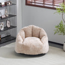 Albi Indoor Cozy Armchair-Style Bean Bag, Beige Faux-Fur, Ergonomic Design