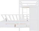 White Twin Over Twin Bunk Bed With Drawers And Wardrobe