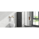 Tall Bathroom Storage Cabinet, Freestanding Storage Cabinet with Two Different Size Drawers and Adjustable Shelf, MDF Board with Painted Finish, Black