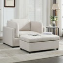 Modern Oversized Armchair with Ottoman, Single Sofa with Lumbar Support, Accent Chair, Reading Chair for Bedroom, Living Room, Cream