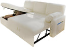 Sleeper Sofa Bed With Storage Chaise In White Boucle
