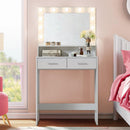 Vanity Desk with Mirror and Lights, Dressing Table with Large Drawer, 2 Level Storage Dresser & 3 Lighting Modes Adjustable Brightness, Suitable for Bedroom(White)