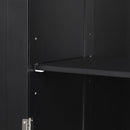 Tall Bathroom Storage Cabinet, Freestanding Storage Cabinet with Two Different Size Drawers and Adjustable Shelf, MDF Board with Painted Finish, Black