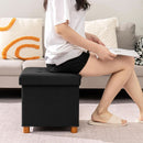 Black Linen Premium Storage Cube Ottoman Tray 15Inch