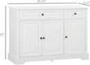 White Sideboard Buffet Cabinet With 2 Drawers And Shelves
