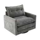 UNITED WE WIN Swivel Barrel Chair - Mid Century Modern Chair, Thick Padded Arm Chair with Solid Metal Base, Comfortable Single Sofa Chair, Swivel Accent Chair for Living Room Bedroom