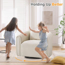 Beige Velvet Barrel Swivel Chair With LumbarPillow