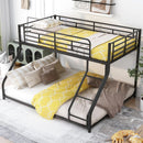 Heavy Duty Twin Over Queen Metal Bunk Bed In Black