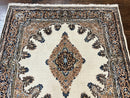 Square Persian Kirman Rug 4x4, Semi Open Field, Handmade