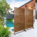 Outdoor & Indoor Freestanding Decorative Privacy Screen for Deck Balcony Patio, Metal Privacy Screen Brown 76' H×48' W