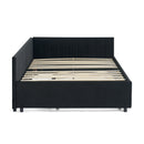 Full Size Daybed with Trundle Upholstered Tufted Sofa Bed, Sofa Bed Frame with Comfortable Backrest and Armrests, Velvet, Black(79.5''x58''x25'')