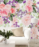 Pink and Little Violet Flowers Wallpaper