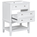 24' Bathroom Vanity With Sink, Bathroom Storage Cabinet with Drawer and Open Shelf, Solid Wood Frame, White (Old Sku:SY999991AAK)