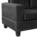 Modern Sectional Sofa with Storage Ottoman, L-Shape Couch with 2 Pillows and Cup Holders, Black Velvet, 105'