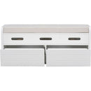 Rustic Storage Bench with 2 Drawers, Hidden Storage Space, and 3 False Drawers at the Top, Shoe Bench for Living Room, Entryway (White)