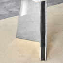 Table and chair set.63*31.4 Inch Luxurious Cold Jade Sintered Stone Dining Table Set- 6 Dark Gray High-quality PU Chairs With Arched Silver Metal Legs.Perfect For Dinner Room,Meeting Room,Kitchen,etc.