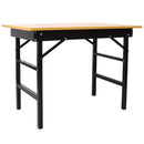 Portable Folding Work Table with Measuring Tape and Angle Finder, Black Steel, 39x23.6x29 inches