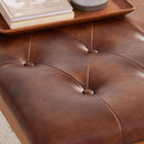 Oversized Brown Faux Leather Upholstered Ottoman Bench