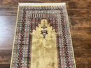 Bokhara Prayer Rug 3x5, Pakistani Turkoman Carpet, Tan, Handmade Vintage Wool Carpet