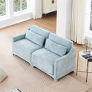 Elegant Two-Seater Chenille Fabric Sofa with Ergonomic Design and Lumbar Pillows in Sky Blue