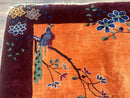 Chinese Art Deco Rug 5x8, Antique Chinese Wool Rug, Nichols Rug, Rare Chinese Carpet, Orange and Purple-Maroon
