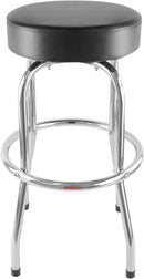 29 Inch Iron Backless Swivel Bar Stool With Padded Black Leatherette Seat And Chrome Frame